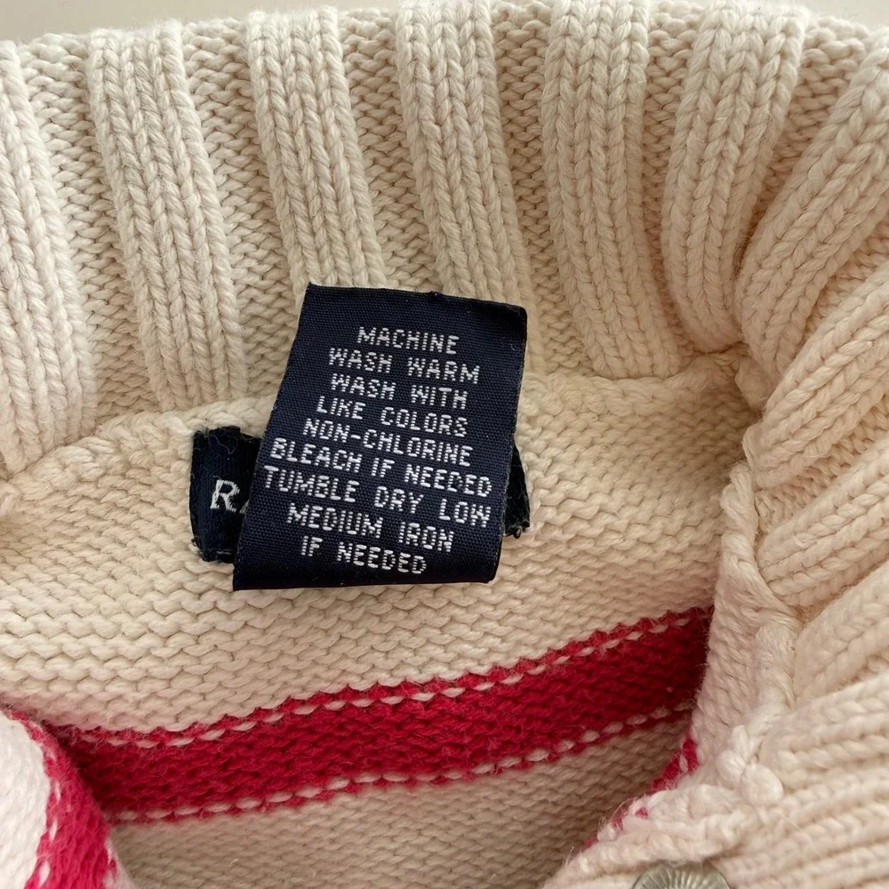 VTG Ralph Lauren 2T Multi Color Stripe Cotton Knit Snap Mock Neck Sweater Preppy